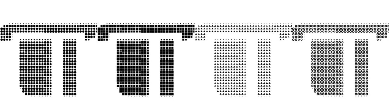 Retro halftone icon collection - insert card. Finance banking investment and money management. Vintage dot pattern illustration. Distressed magazine print finish.