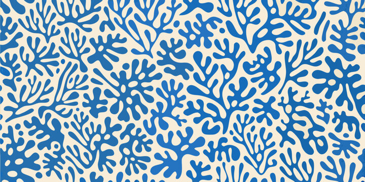 Blue coral pattern a seamless organic vector illustration