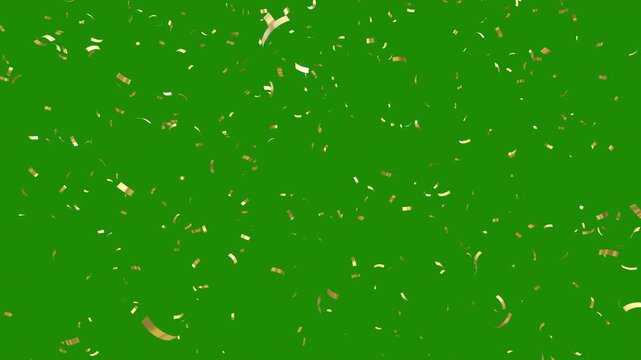 gold confetti video on transparent background with alpha channel. gold confetti falling in slow motion 3d rendering gold confetti particle flying include alpha matte. Double burst of confetti.	