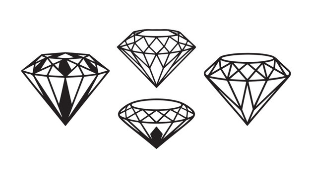 Large diamond silhouette icons with shaded facets for premium retail marketing and website graphics.