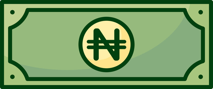 Flat Illustration Icon of a Nigerian Naira Money Bill NGN