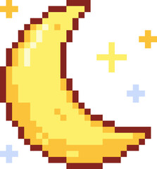 Obraz premium Simple Pixel Crescent Moon Icon Minimal Night Moon Shape