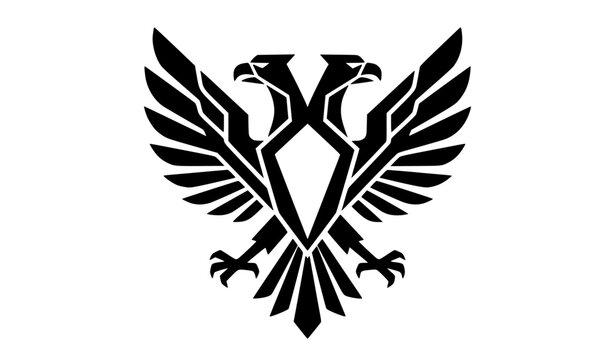 Double headed eagle icon vector heraldic symbol minimal crest design