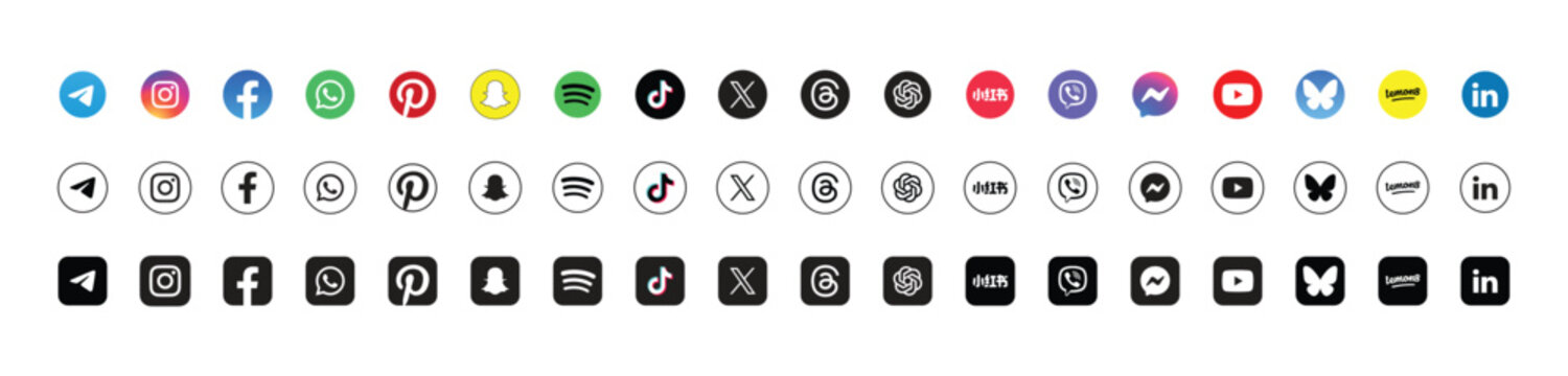 latest popular social media logos vector icon set of for editorial use	