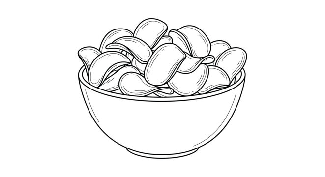 Sketch of a bowl overflowing with fresh pinto beans a healthy food source