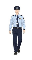 Obraz premium Confident bus driver in uniform walking forward with badge and cap on white background