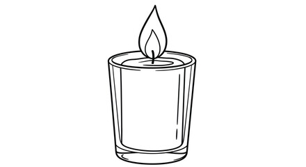 Hand drawn sketch of a lit candle in a glass holder isolated on white © MMHS_STUDIO