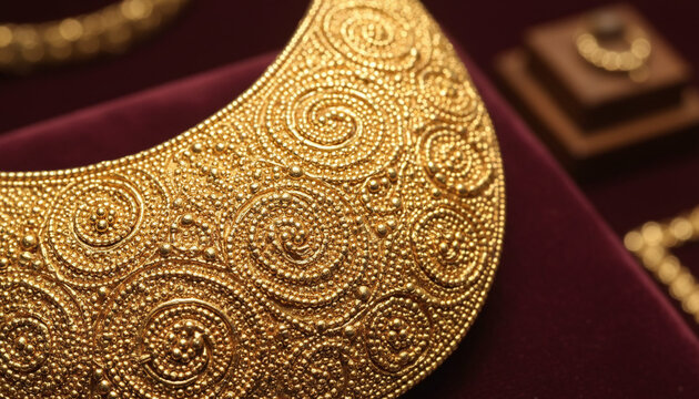 22k gold Etruscan granulation jewelry texture with microscopic spheres