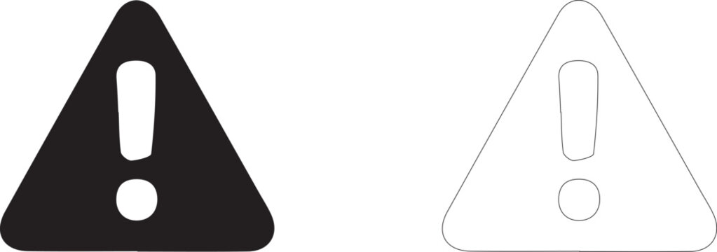 Warning triangle icon, symbol of danger, attention, system error and important notification, vector icon in two styles: glyph and outline.