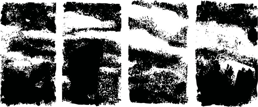 Grunge black textured backgrounds set abstract distressed noise patterns for design and overlay effects