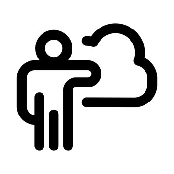 User cloud Interaction icon. Editable line icon. Modern outline icon vector illustration featuring user cloud connection and data sync in minimal design.