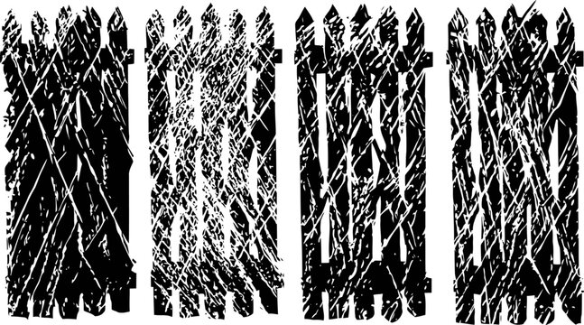 Grunge wooden fence panels distressed weathered planks texture rustic black paint background vintage rough wood pattern