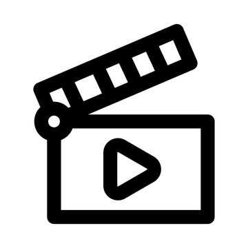 Film clapper board icon. Editable line icon. Professional and modern outline icon vector illustration featuring clapperboard slate in minimal design.
