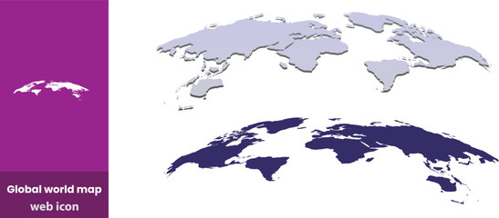 Global world map outline black and white detailed landmass shapes continent geography planet earth silhouette © sariful
