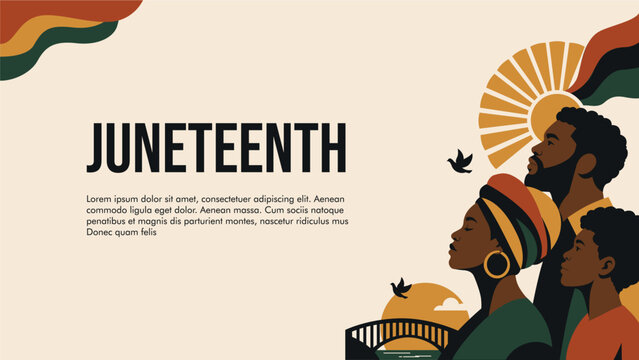 vector juneteenth background template with african american family illustration