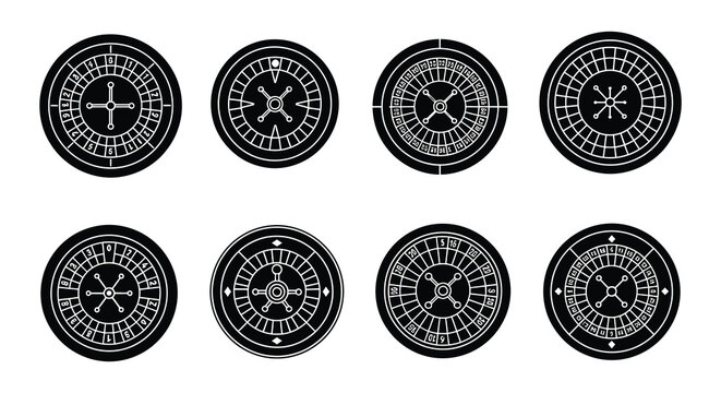 Roulette wheels black vector illustration on white background