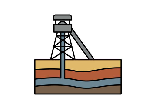Torre de perforaci&oacute;n minera extrayendo recursos del subsuelo