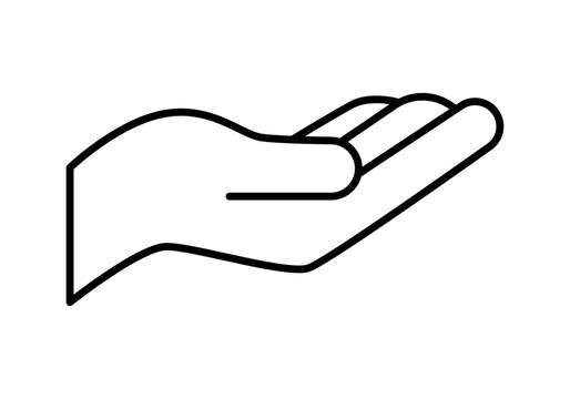 Icono de mano humana abierta en posici&oacute;n de recibir o sostener un objeto
