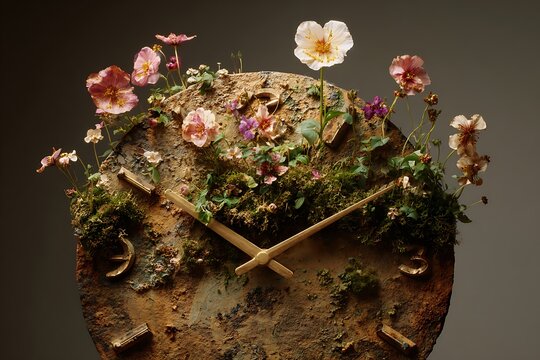 flowers on the clock