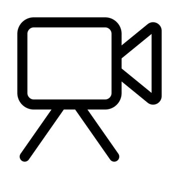 Camcorder icon. Editable line icon. Modern outline vector icon illustration featuring handheld camcorder with lens and record button in minimal design.