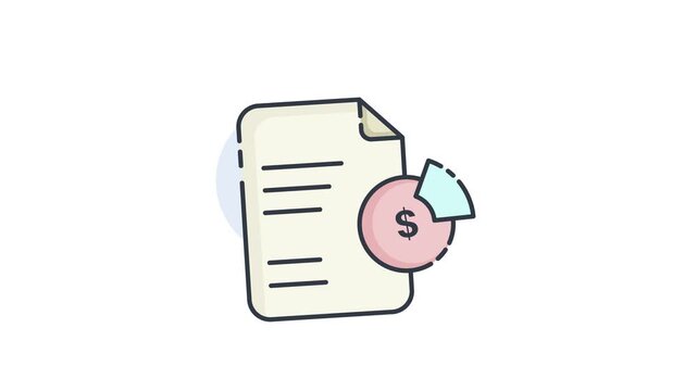 Business Financial Report Chart with Annual Data and Tax Document Concept Simple Animation