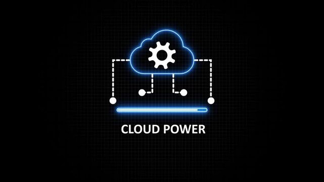 Animated cloud computing power and network connectivity with gear for technology