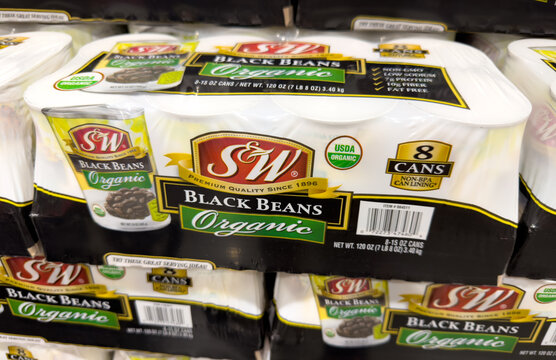 S and W Organic Black Beans Multi Pack Display at Costco