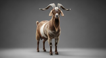 Majestic goat portrait a detailed render of a caprine animal