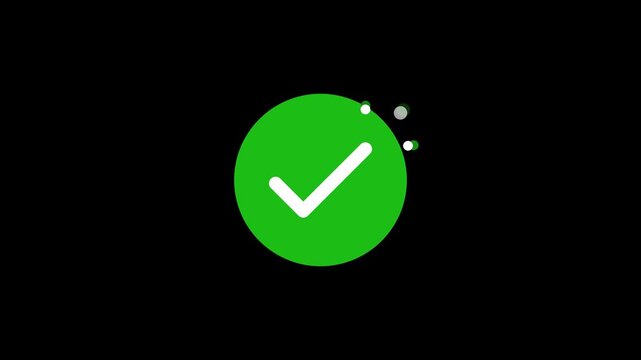 2d Motion graphic video. White agree check mark on green circle. Shape flat animation of the appearance of elements
