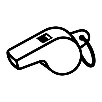 Minimalist Whistle Line Art Icon for Sports Referee and Coaching Equipment Design