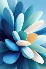 Obraz premium Abstract blue floral spiral with layered textured petals, modern decorative 3D design background