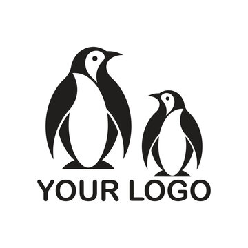 Stylized Penguin Vector Logo Design Creative Ice Bird Mascot Illustration Art