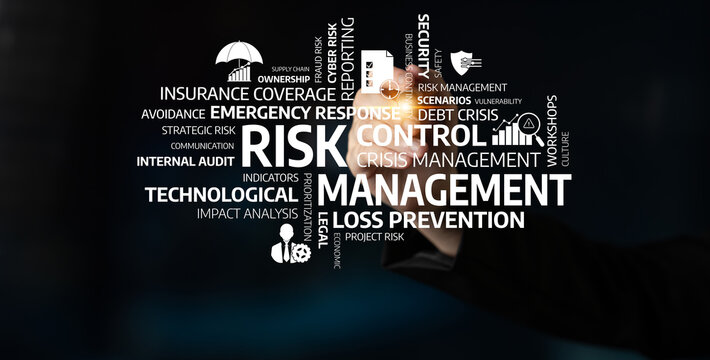 This conceptual illustration showcases essential risk management practices in a corporate environment, emphasizing strategies for crisis and loss prevention. Tessel