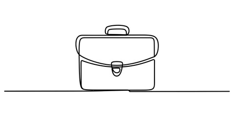Minimalist Briefcase Business Bag Continuous One Line Art Vector Illustration © Nikhil Ray