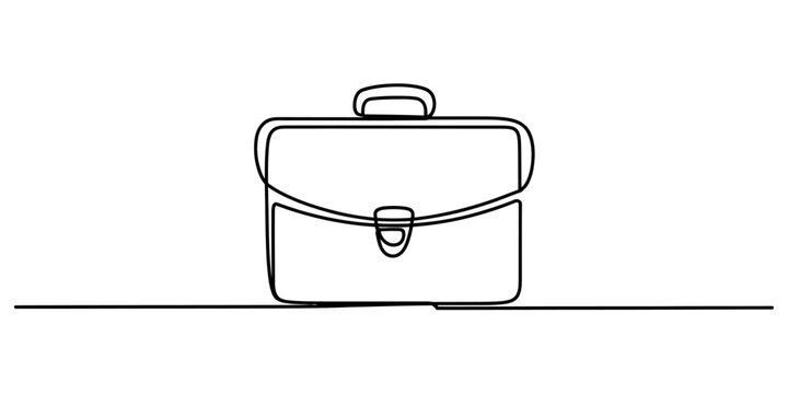 Minimalist Briefcase Business Bag Continuous One Line Art Vector Illustration