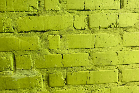 Green painted brick wall texture
