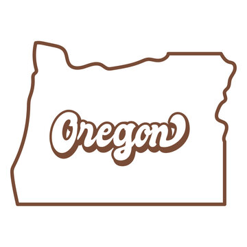 The state of oregon map in brown