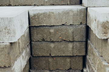 Stack of concrete paving stones © reddish