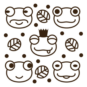 Group of cartoon frogs
