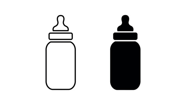 Baby Bottle Icon Outline and Solid Style