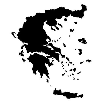 Stylized black silhouette map of greece