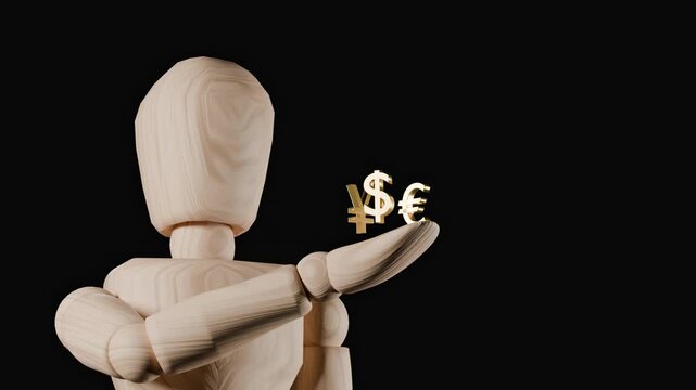 Currency manipulation concept with mask and global financial symbols