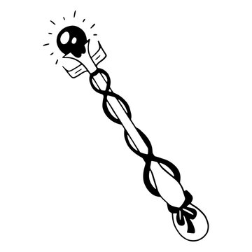 Stylized skull staff illustration