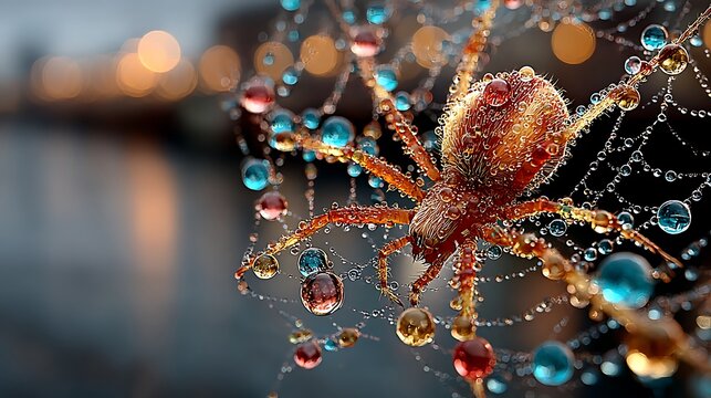 Morning dew on spider web macro photography pictures