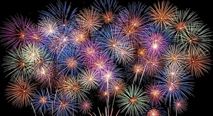 Fototapeta premium Spectacular fireworks display celebrating flag day 4th of july and independence day festivities
