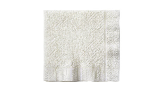 Textured white paper napkin with embossed pattern, isolated on transparent background