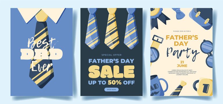 Fathers Day Backgrounds for Greeting Card Sale Party. Poster Banner Flyer with Text Best Dad Ever, Invitation Offer. Bow Tie space for text. Father Men Dad Gentleman Holiday Template Illustration.