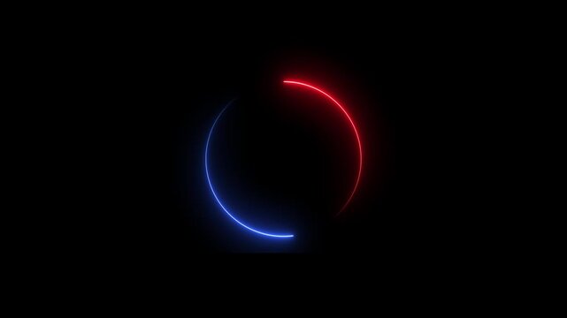 Red Blue Neon Circle Loop Background.4k video