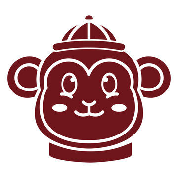 Red monkey with a hat
