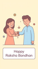 Fototapeta premium Happy Raksha Bandhan Vector Illustration of Brother and Sister Celebration Traditional Indian Festival Rakhi Greeting Card Design